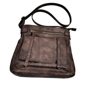 Caseek Satchel Bag Vegan Leather Crossbody Brown 5 Pocket Hipster Preppy Boho